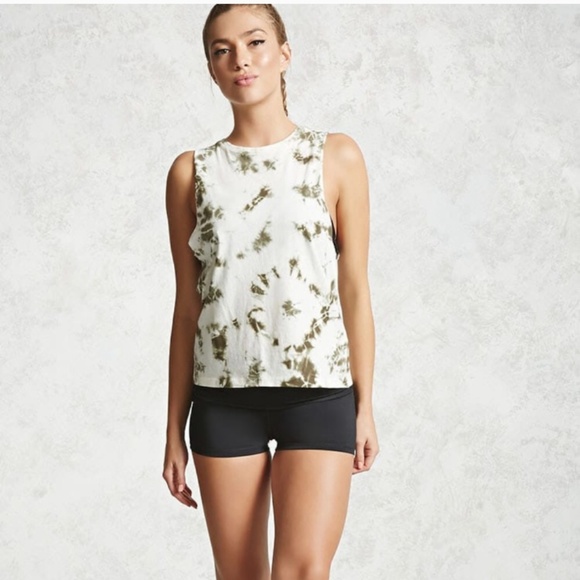 FOREVER 21 IVORY OLIVE TIE DYE MUSCLE TANK TOP S - Picture 6 of 12